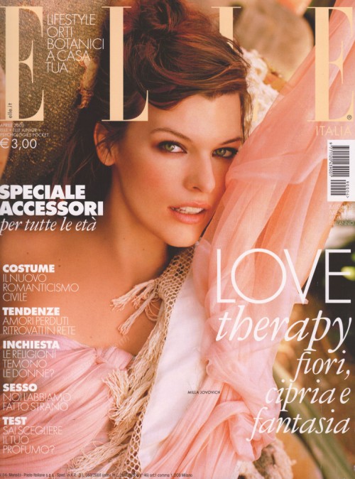 Milla Jovovich в апрельском Elle Magazine Italy.