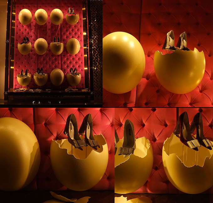 Страусиные яйца в витрине Louis Vuitton.